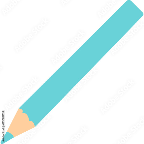 Turquoise diagonal pencil icon for writing, drawing, school supplies, education, note-taking, assignments, creative learning, academic activities, classroom tools, or student essentials and study mate