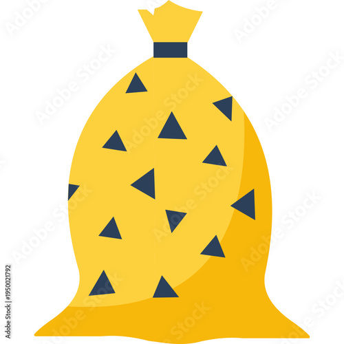 Yellow drawstring bag with black triangles for school storage, gym equipment, sports gear, PE class, student supplies, or organizational needs in educational settings and activities.