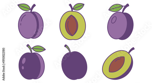 Plum Line art vector set creative abstract theme