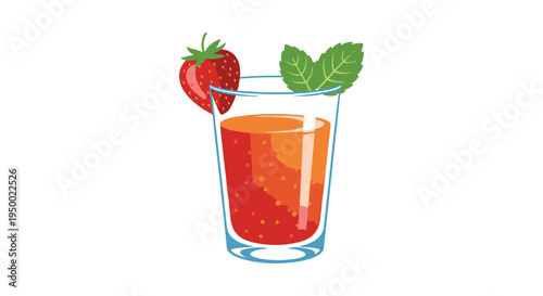 Strawberry Mint Juice Line art modern blended abstract color vector