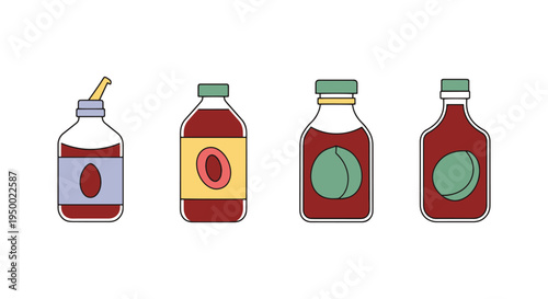 Plum Sweet Sauce Line art minimal dynamic abstract color vector