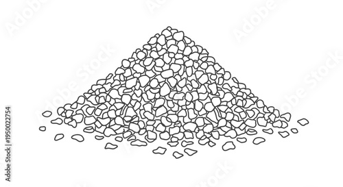 A simple black and white illustration of a pile of stones or pebbles forming a pyramid shape.