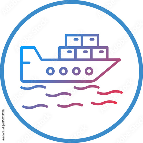 Cargo Ship Line Icon Style