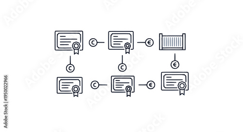 Blockchain technology and cryptocurrency transaction process with certificates.