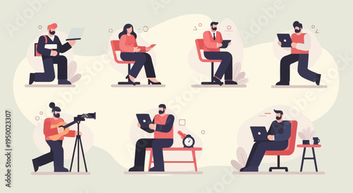 Diverse people engaged in various creative and digital activities