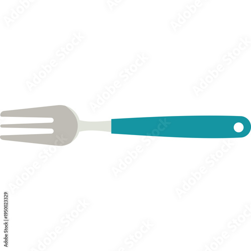Blue fork icon for school cafeteria, lunch time, nutrition education, healthy eating, dining hall, or teaching proper table manners and food service in schools.
