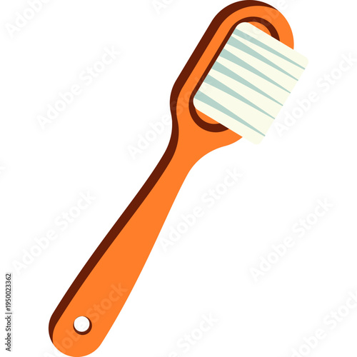 Orange toothbrush icon for dental hygiene, health education, school wellness programs, oral care, brushing habits, or promoting healthy routines in elementary schools.