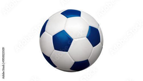 Isolated blue and white soccer ball, a classic football for sports and games