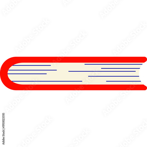 Red book side view icon for reading, literature, education, school library, learning resources, textbooks, or academic study materials and knowledge for students.