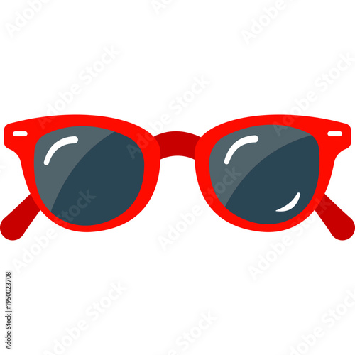 Red sunglasses icon for outdoor activities, sun protection, school field trips, summer programs, or eye safety in educational outdoor events.