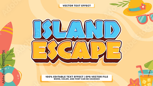 Island Escape editable Text Effect, summer beach theme