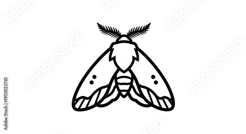 Simple black and white illustration of a moth with distinctive markings on its wings.
