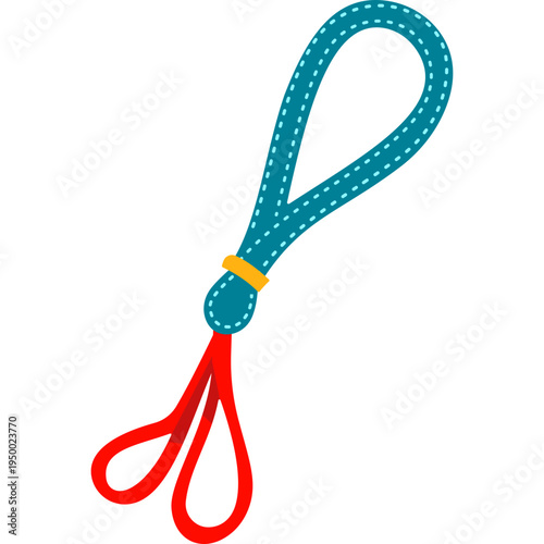 Blue jump rope with red handles icon for physical education, fitness, gym class, outdoor activities, or healthy lifestyle school programs.