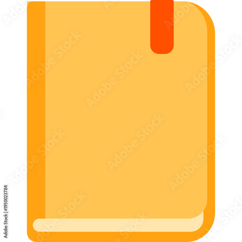 Orange notebook with bookmark icon for note-taking, journaling, school assignments, study sessions, or educational planning and organization tools.