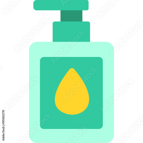 Green hand sanitizer bottle icon for hygiene, health safety, cleanliness, school wellness programs, or pandemic prevention measures in educational settings.