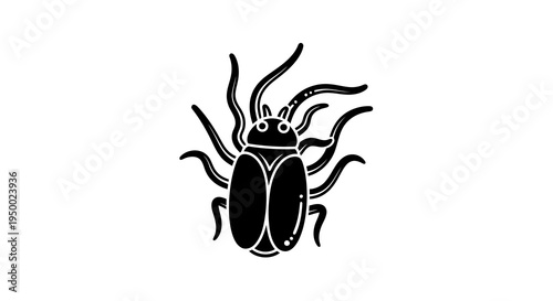 A simple black beetle illustration on a white background.