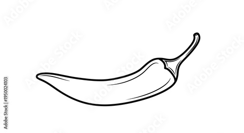 A simple black and white line drawing of a chili pepper on a white background.