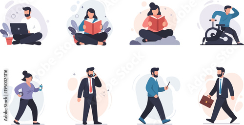Diverse people engaged in various daily activities, work, and leisure pursuits (1)