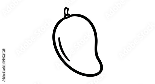 A simple line drawing of a mango fruit on a white background.