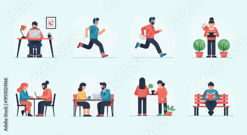 Diverse people engaged in various daily activities