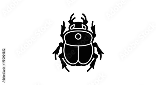 Ancient egyptian scarab beetle symbol in simple black and white design