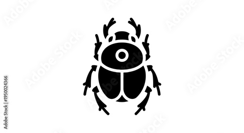 Ancient egyptian scarab beetle symbol in black on a white background.