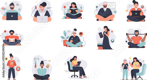 Diverse people engaged in various leisure and productive activities