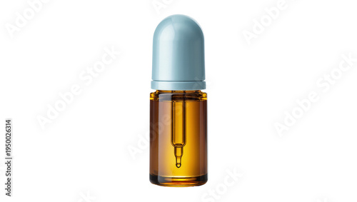 Quadro em tela Isolated small amber glass dropper bottle with cosmetic serum or essential oil o