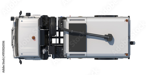Konstfotografi Street Sweeper Truck Top View 3D Render Isolated on White Background White