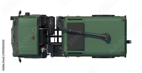 Fotografie Street Sweeper Truck Top View 3D Render Isolated on White Background Green