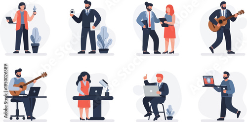 Diverse professionals engaged in various work and leisure activities (8)