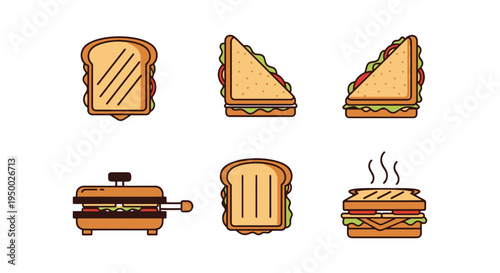 Toasted Sandwich Line art soft minimal abstract illustration