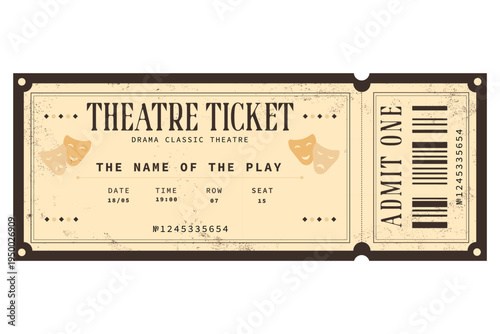 retro classic theatre ticket vintage template