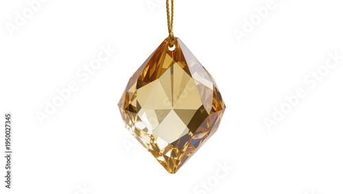 Fényképezés Isolated radiant golden crystal ornament, a brilliant faceted jewel with captiva