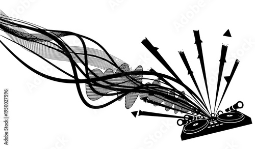 Music Flow and Festival Stage Lights Vector Abstract Concert Silhouette