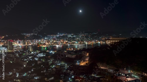 Time lapse video of Nagasaki city view from night to day
