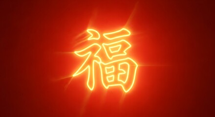 Celebrate wealth and fortune with this radiant gold Chinese Fu character symbol on a vibrant red background.
