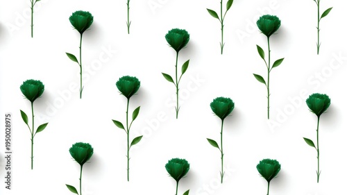 Green flowers on white background vibrant green blossoms presented against a clean neutral white backdrop creating a simple yet striking visual