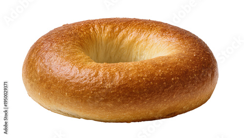 Isolated single golden-brown baked bagel, traditional breakfast or snack, delicious and ready to eat