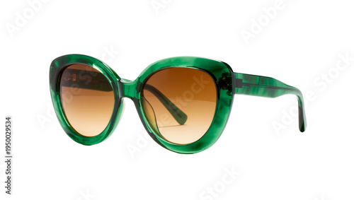 Εκτύπωση καμβά Isolated stylish green marbled acetate sunglasses with brown gradient lenses for sun protection
