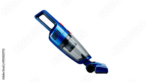Tableau sur toile Isolated sleek blue handheld cordless vacuum cleaner for convenient house cleani