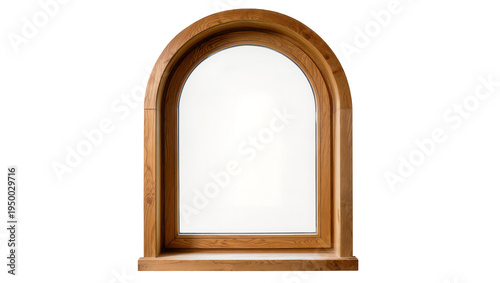 Cuadro en lienzo Isolated arched wooden window frame with clear glass, contemporary home interior