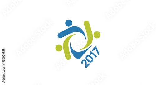 Abstract People Synergy Swirl Logo with 2017 Text - Vector Illustration