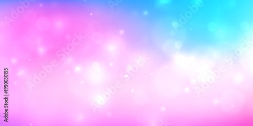 Cute pastel gradient background featuring pink glitter clouds and dreamy bokeh stars. Magical sky with sparkles, unicorn motifs, and soft watercolor candy colors.
