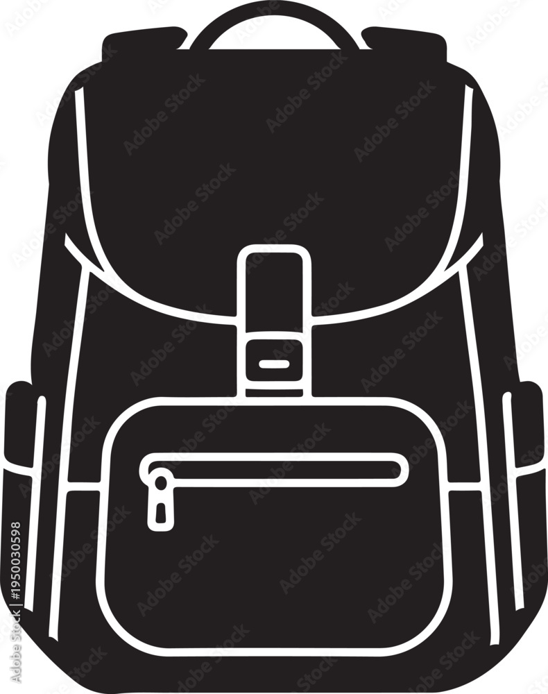 Fototapeta premium Black Backpack Isolated on White