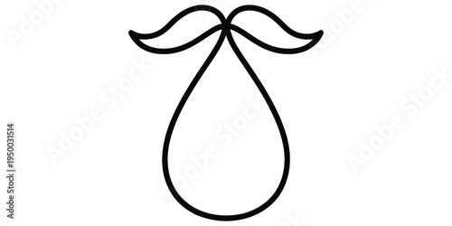 A minimalist linear drawing of a stylized water droplet featuring a pair of decorative leaves