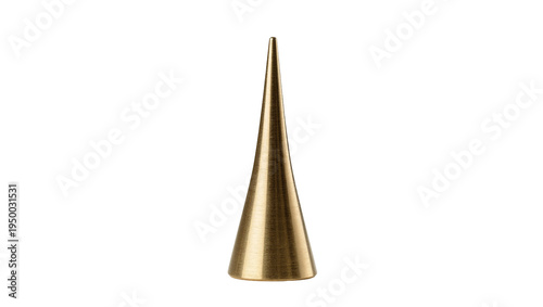 Quadro su tela Isolated elegant golden brass metal cone standing upright, sharp point, decorati