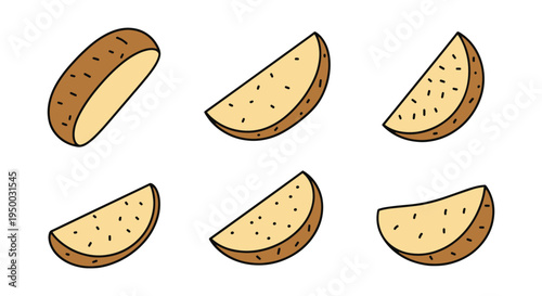 Potato Wedges Plate Line art vibrant abstract colorful design illustration