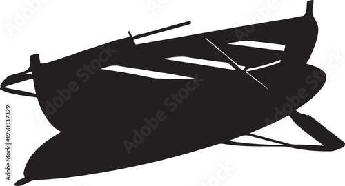 Black Boat Silhouette on White Background