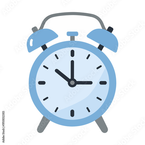 Vector of a blue alarm clock with bells on top